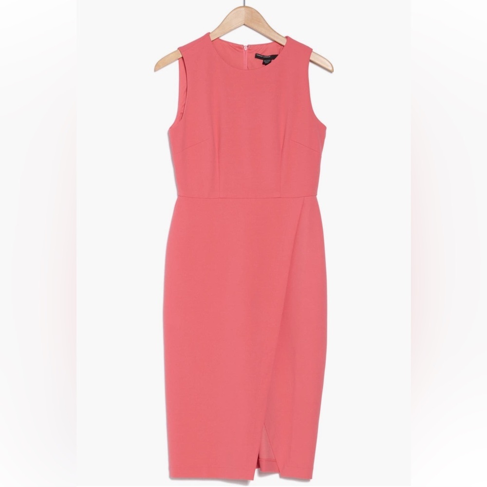 Maggy London Pink Sheath Midi Dress with Slit - Picture 2 of 10